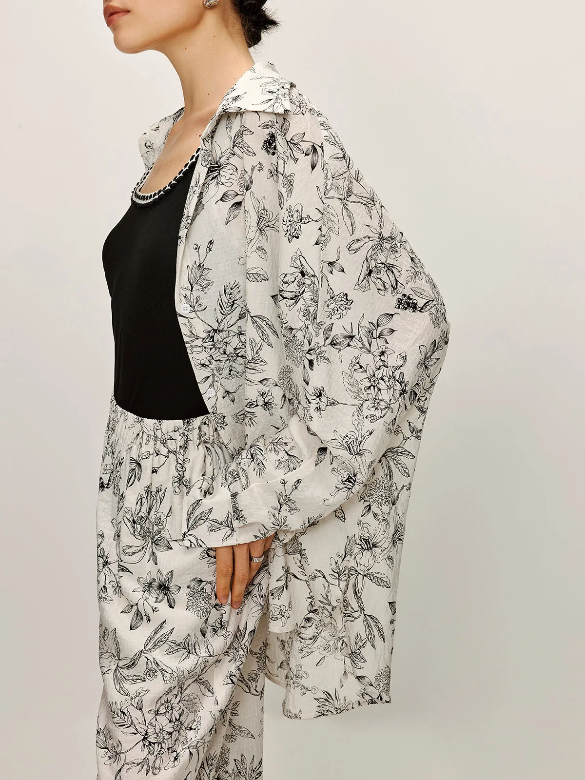 Floral Printed Oversize Shirt sold by COMMENSE product image thumbnail 5