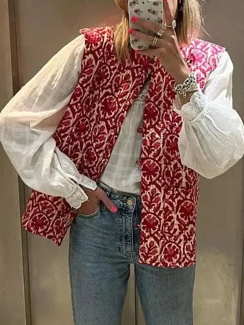 Boheme Printed Stand Collar Vest sold by COMMENSE product image thumbnail 2