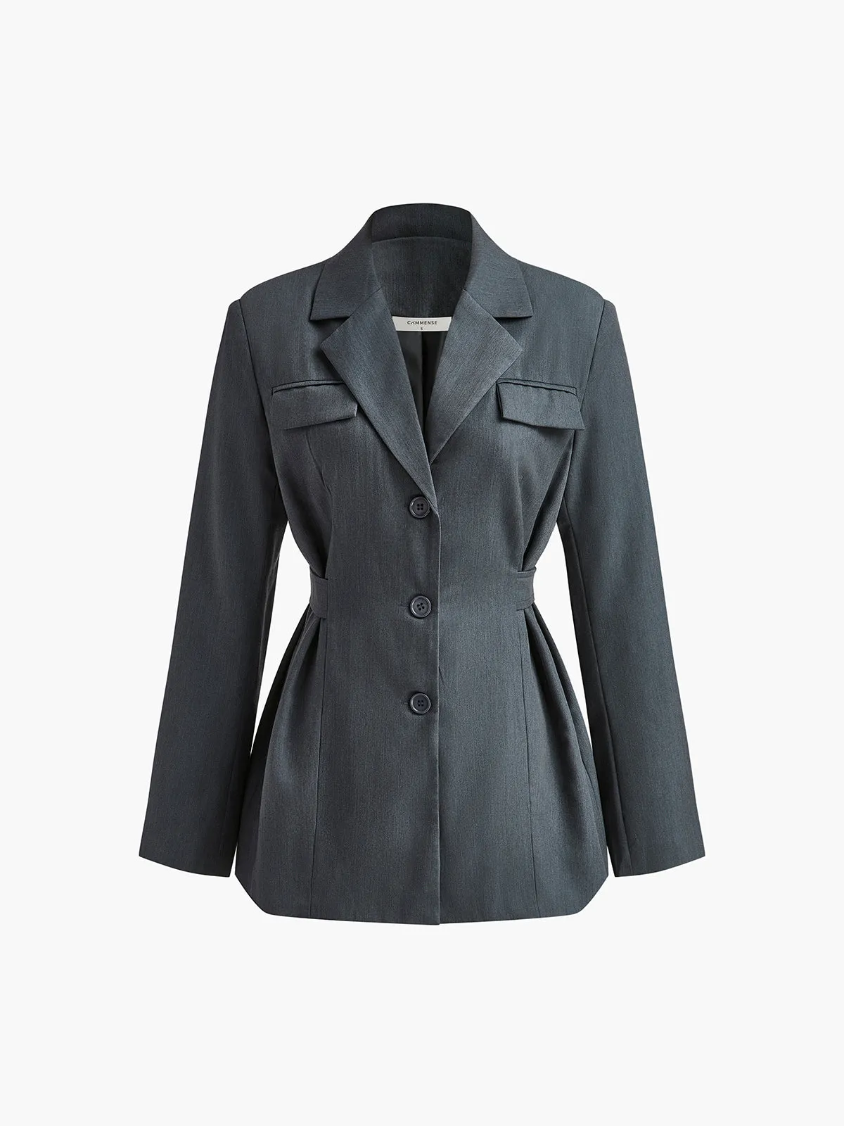 Lapel Button Belted Pants Set sold by COMMENSE product image thumbnail 3