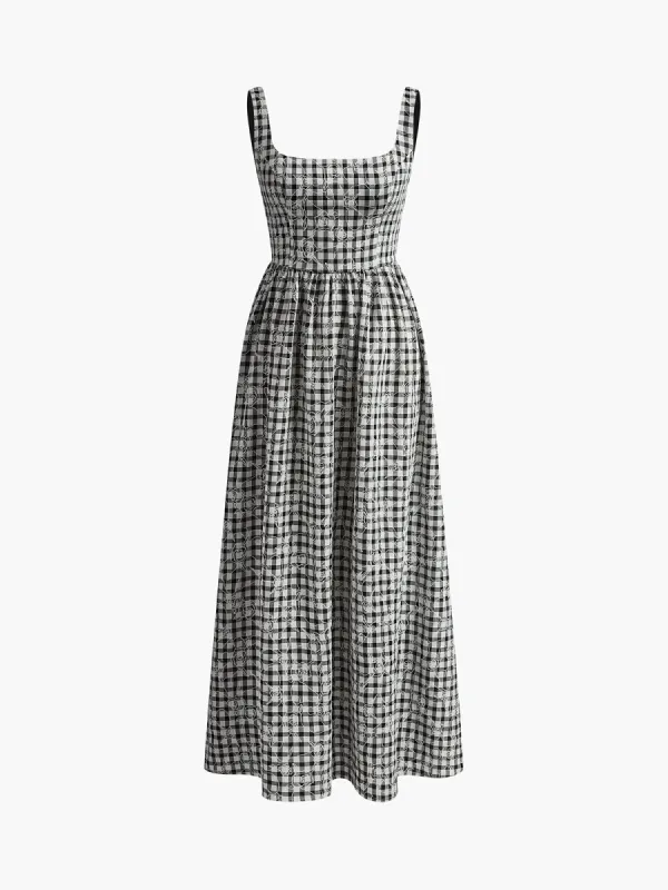 Plaid Jacquard Tank Long Dress sold by COMMENSE