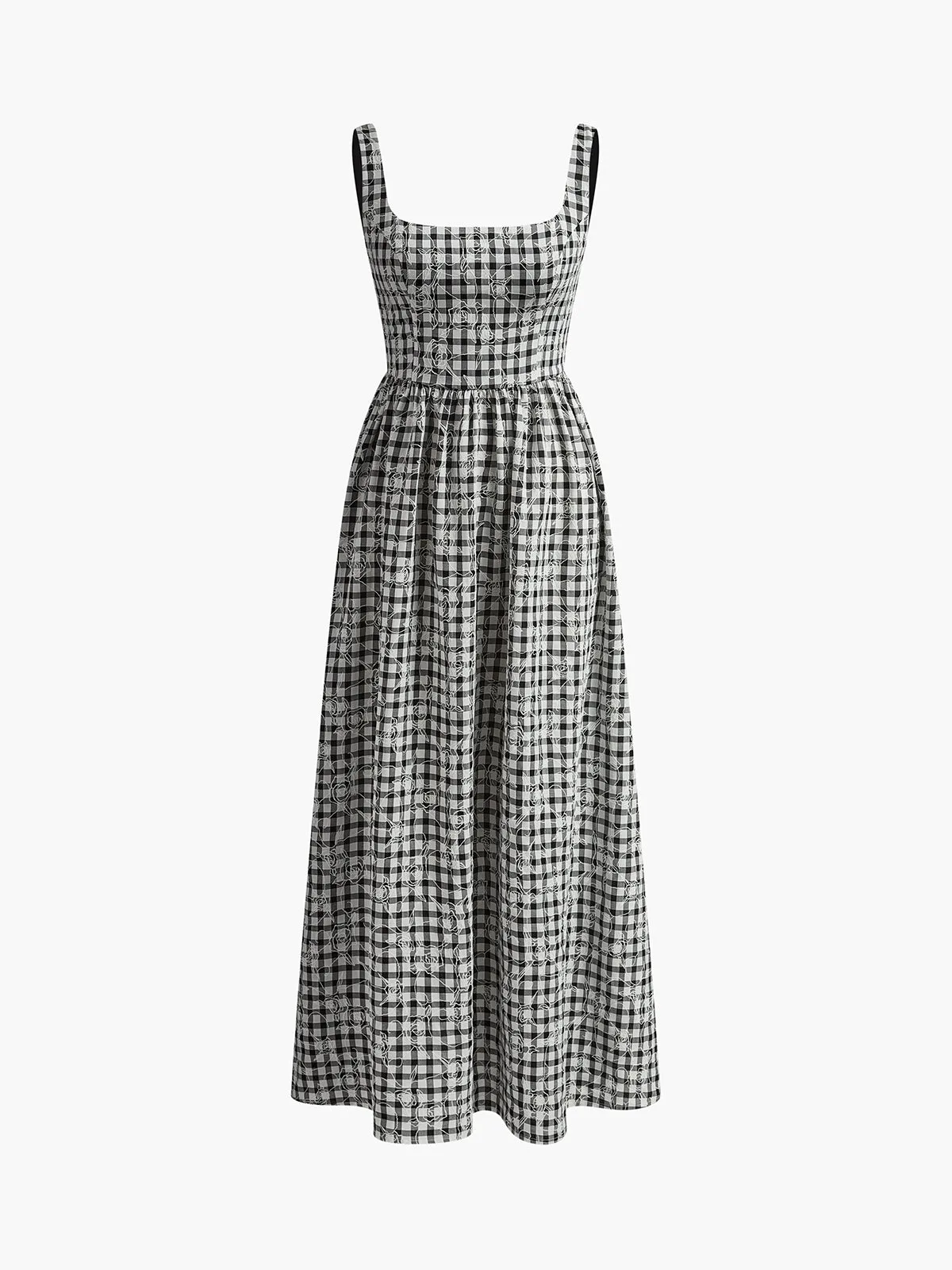 Plaid Jacquard Tank Long Dress sold by COMMENSE