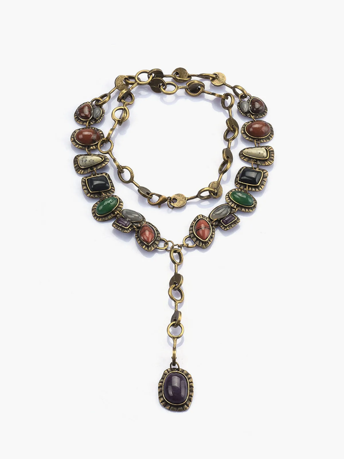 Boheme Geometrical Stones Pendant Necklace sold by COMMENSE