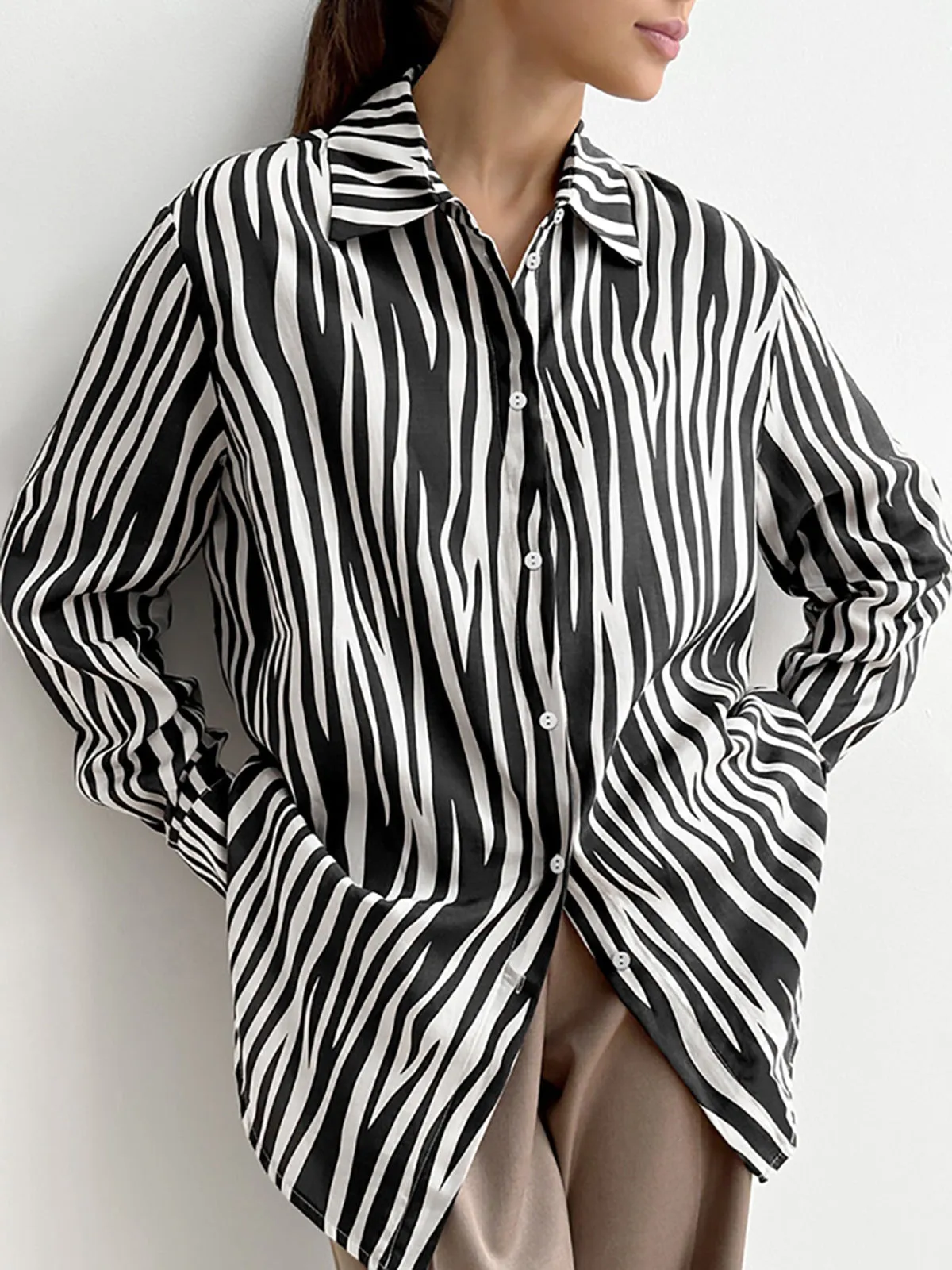 Zebra Printed Polo Shirt sold by COMMENSE