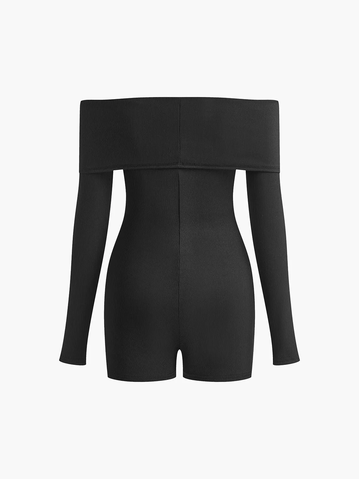 Ribbed Off-Shoulder Plain Jumpsuit sold by COMMENSE product image thumbnail 4