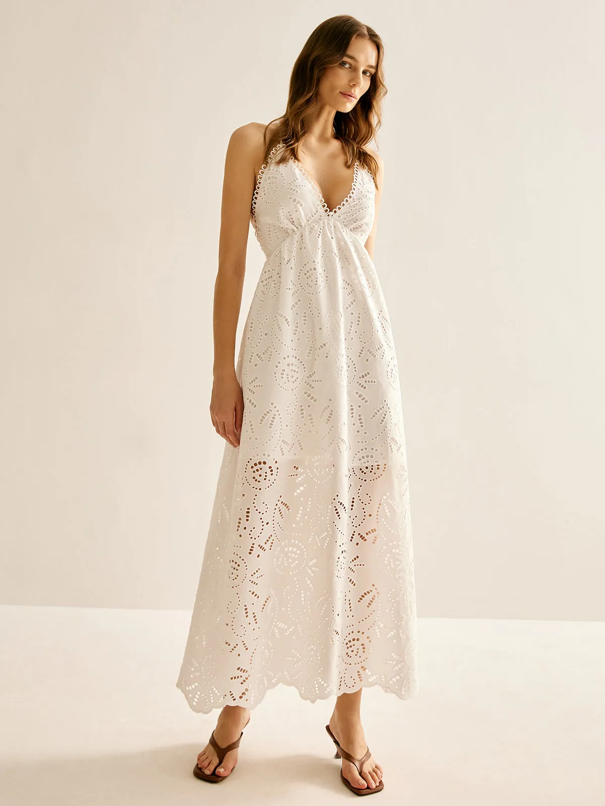 Boheme Plain Hollow Cami Long Dress sold by COMMENSE product image thumbnail 4