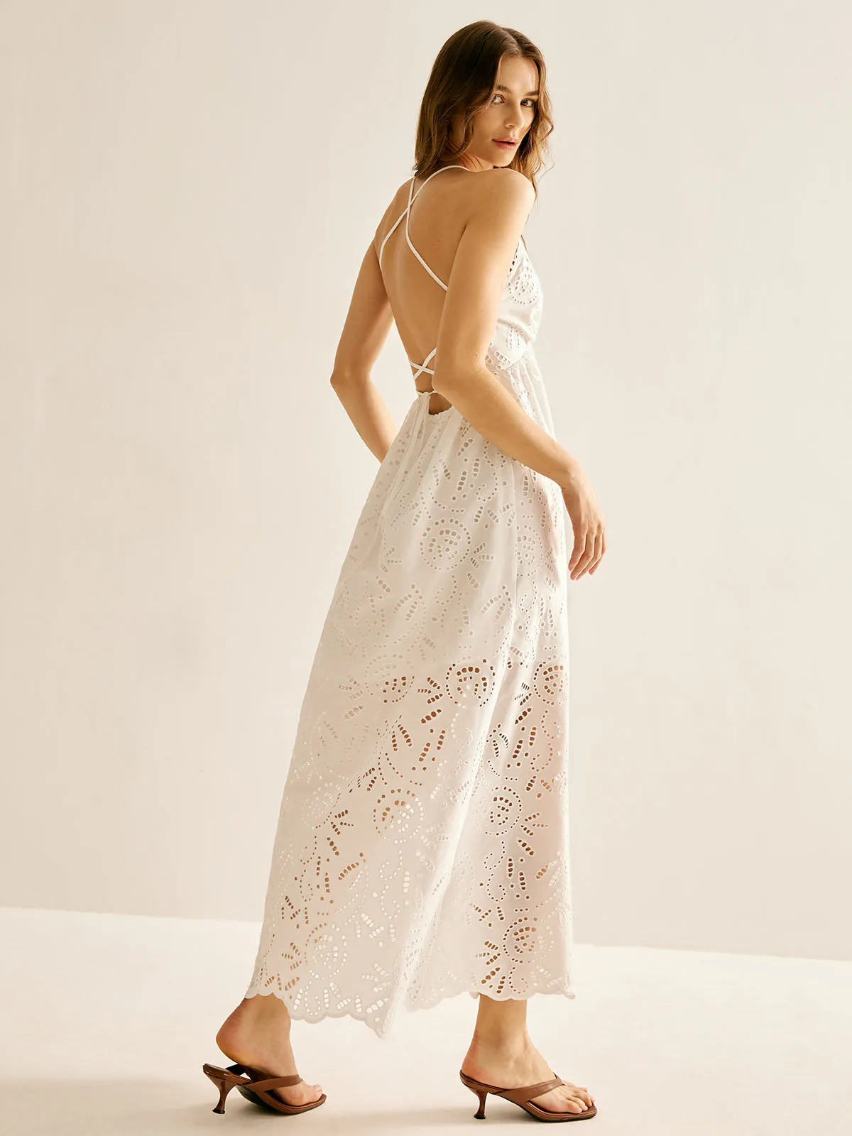 Boheme Plain Hollow Cami Long Dress sold by COMMENSE