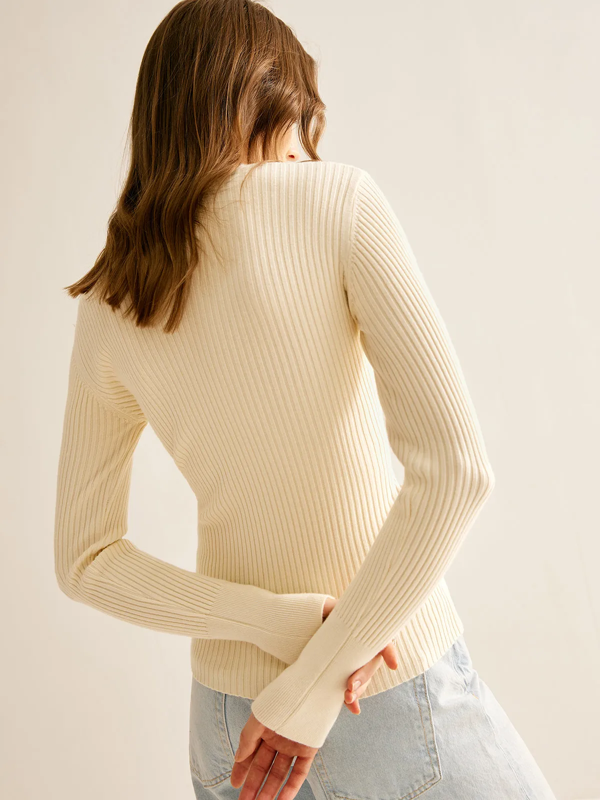 Ribbed Button Criss Cross Sweater sold by COMMENSE product image thumbnail 3