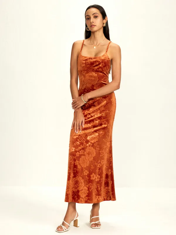 Vintage Open Back Cami Midi Dress sold by COMMENSE
