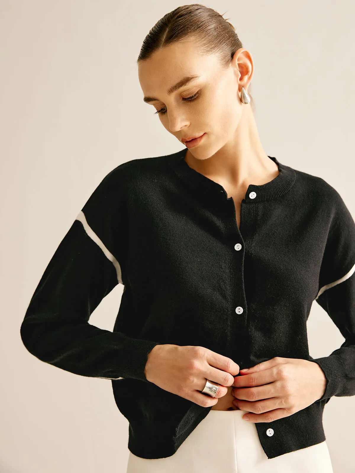 Patchwork Button Down Cardigan sold by COMMENSE product image thumbnail 4