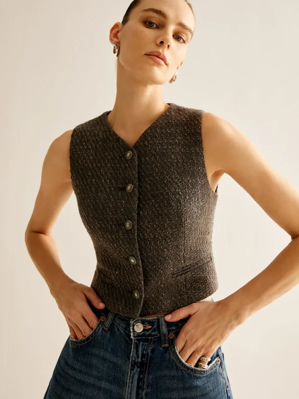 Vintage Tweed Breasted Vest sold by COMMENSE