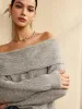 Off-Shoulder Plain Sweater sold by COMMENSE