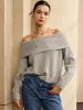 Off-Shoulder Plain Sweater sold by COMMENSE