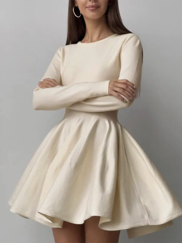 Plain Pleated Sweater Short Dress sold by COMMENSE