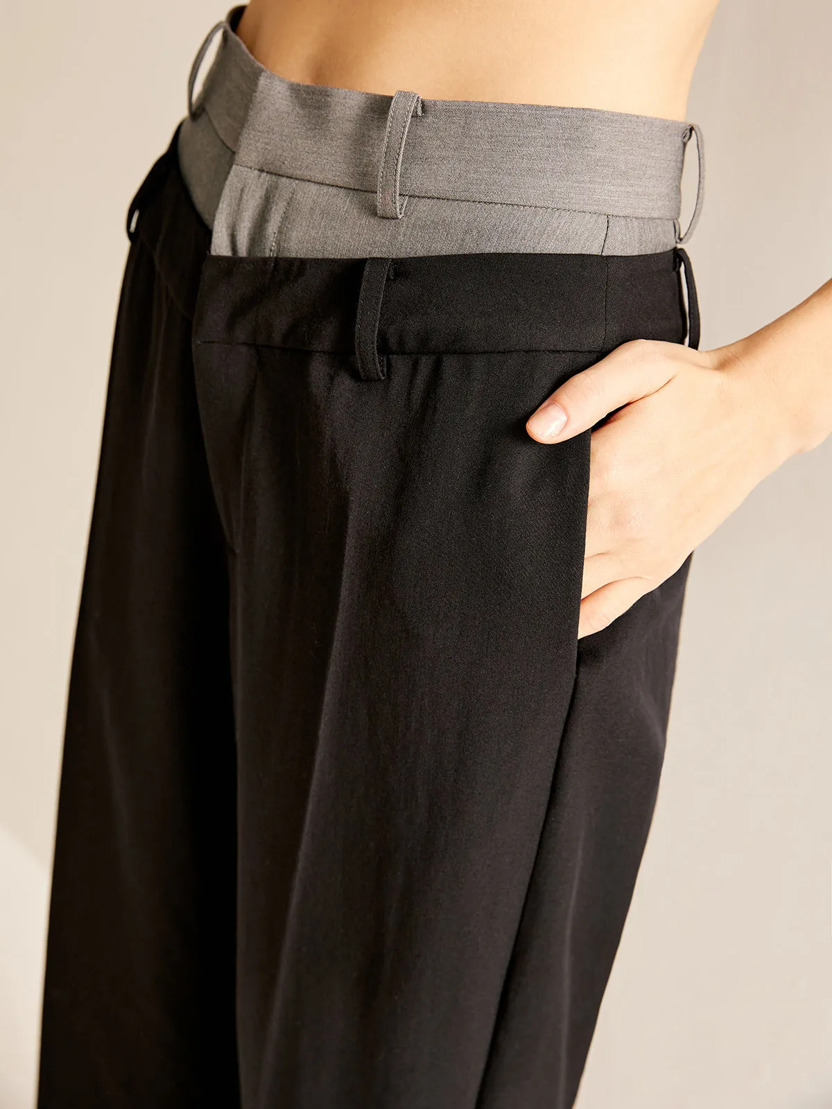 High-Waist Patchwork Pants sold by COMMENSE product image thumbnail 2