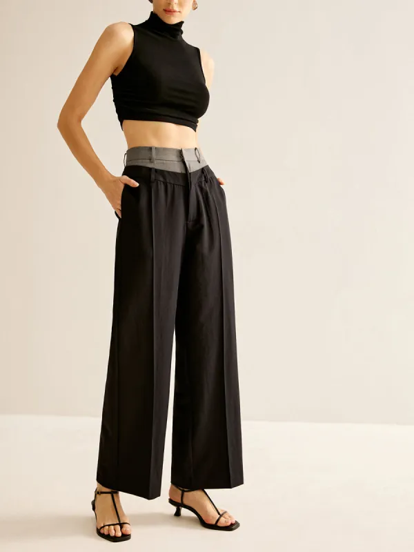 High-Waist Patchwork Pants made by COMMENSE