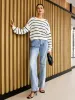 Crew Neck Striped Warm Sweater sold by COMMENSE