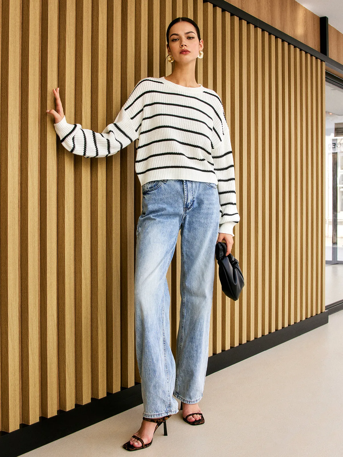 Crew Neck Striped Warm Sweater sold by COMMENSE product image thumbnail 3
