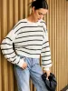 Crew Neck Striped Warm Sweater sold by COMMENSE