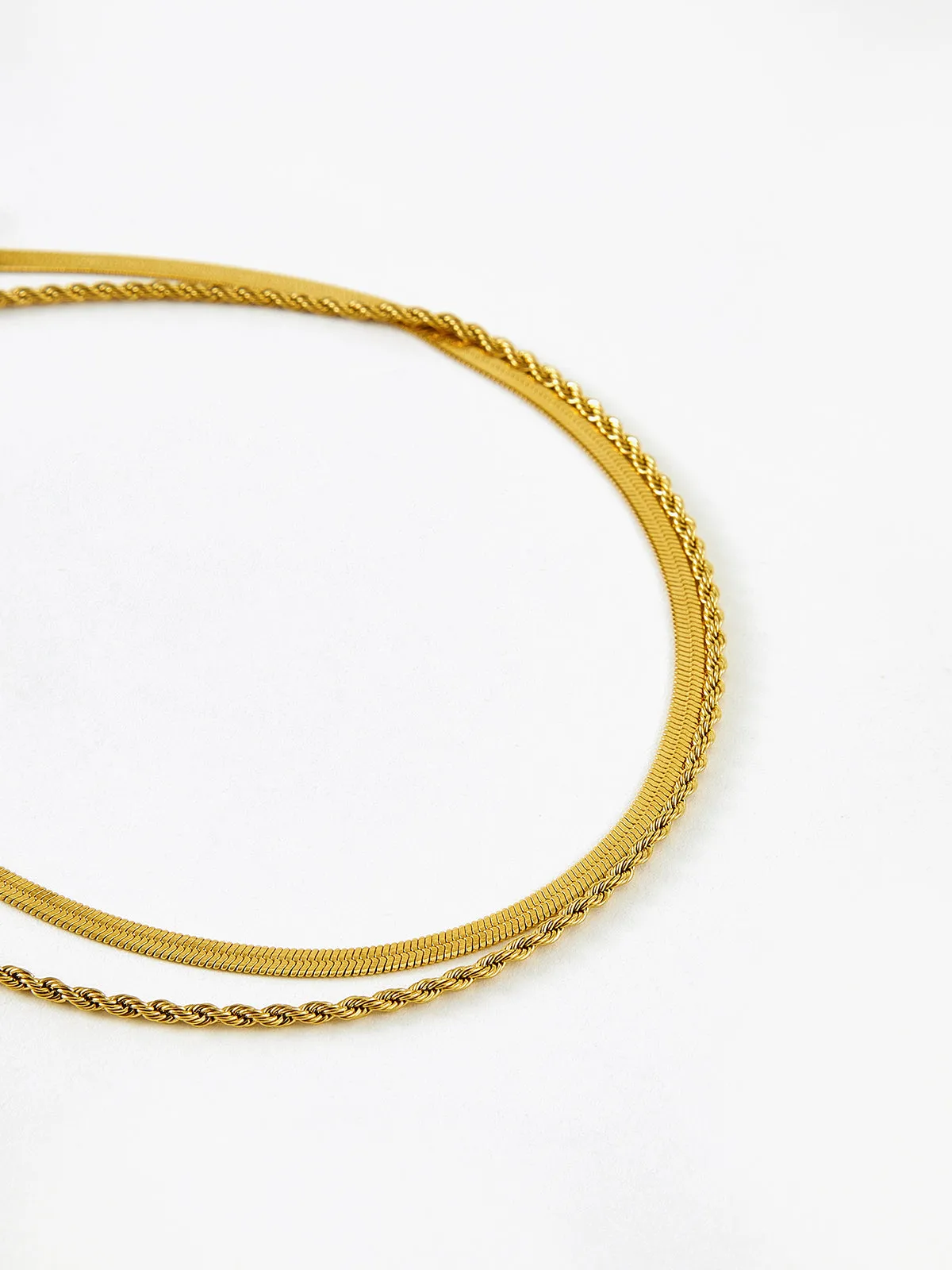 Double-Layer Snake & Twist Chain Necklace sold by COMMENSE product image thumbnail 3