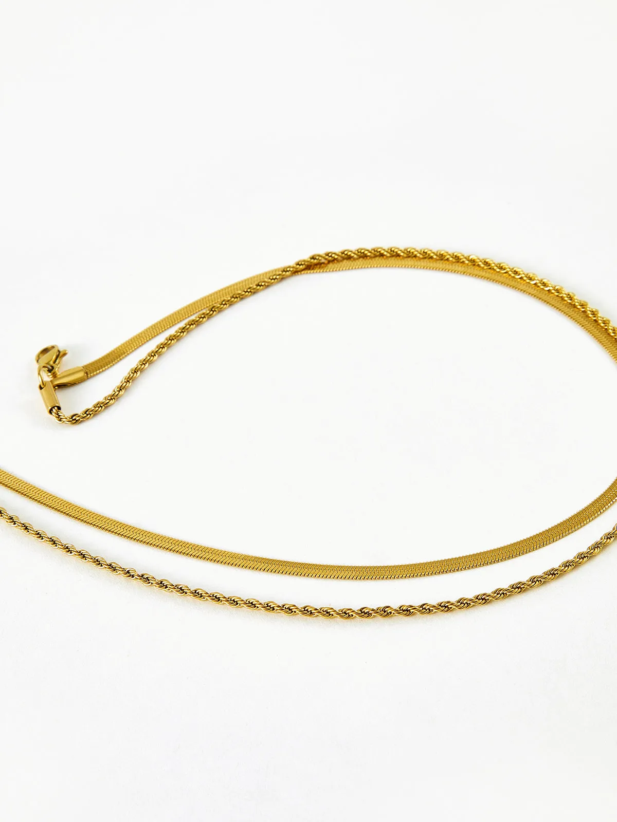 Double-Layer Snake & Twist Chain Necklace sold by COMMENSE product image thumbnail 4
