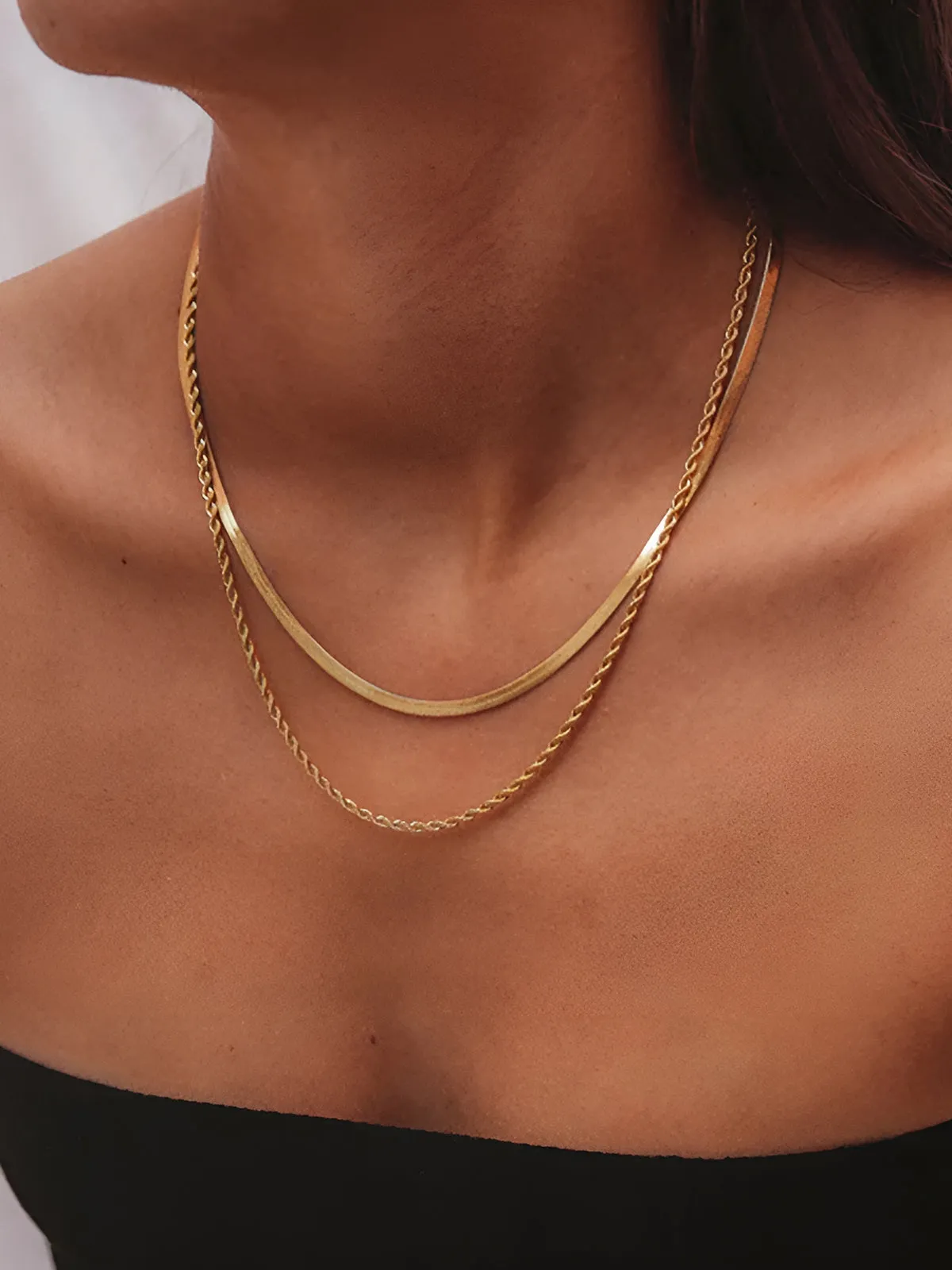 Double-Layer Snake & Twist Chain Necklace sold by COMMENSE product image thumbnail 2