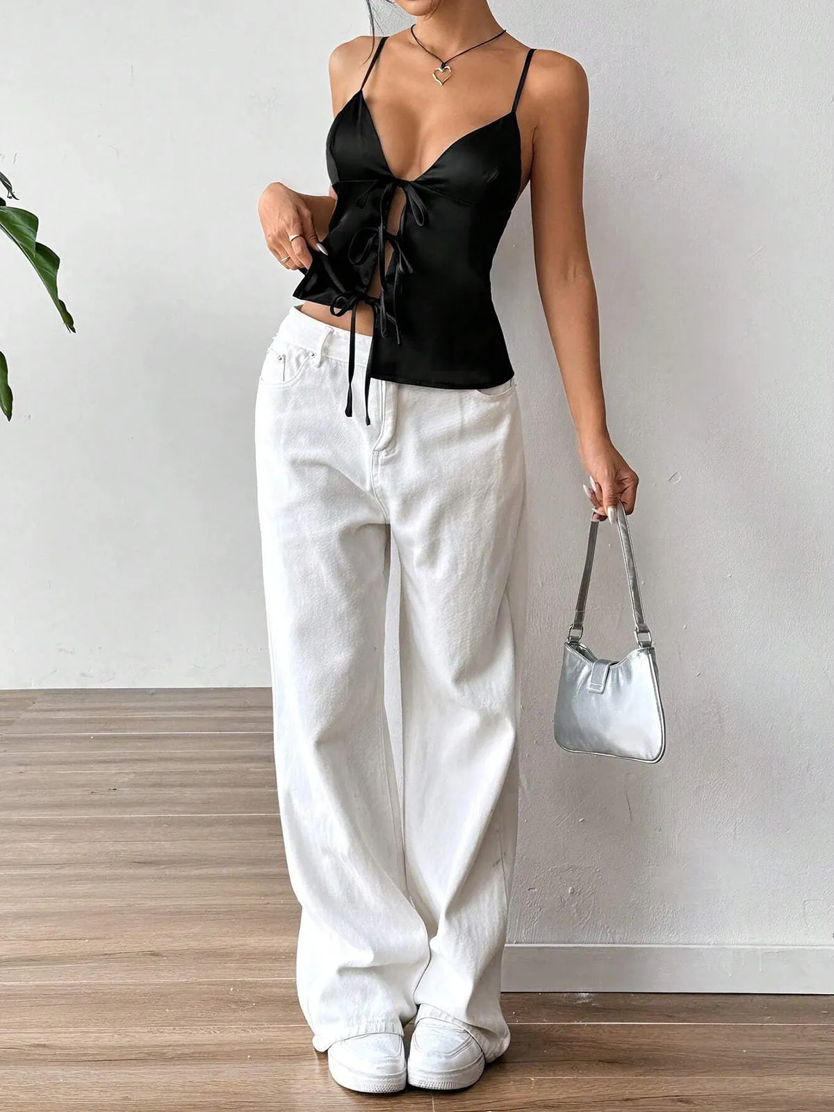 Tie Front Satin Cami Top sold by COMMENSE product image thumbnail 3