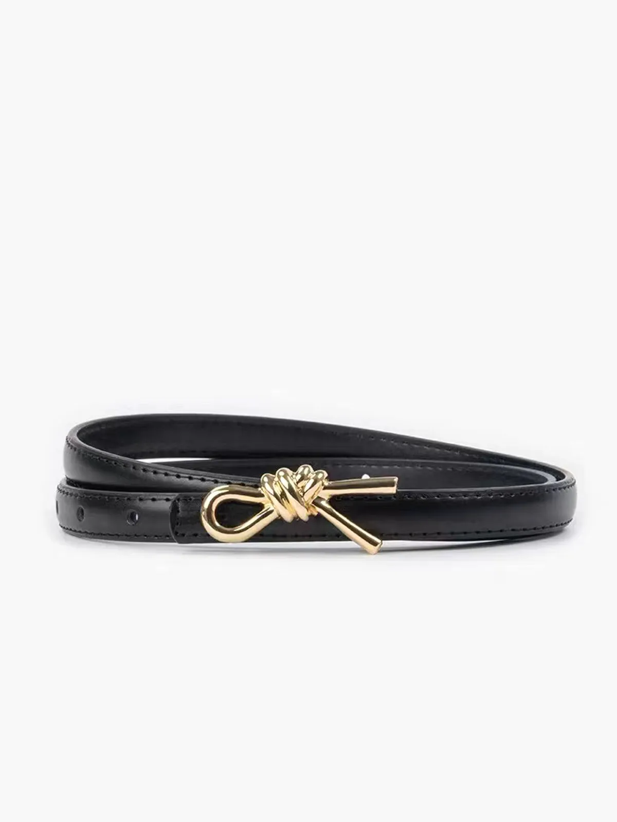 Knotted Decor Buckle Slim Belt sold by COMMENSE
