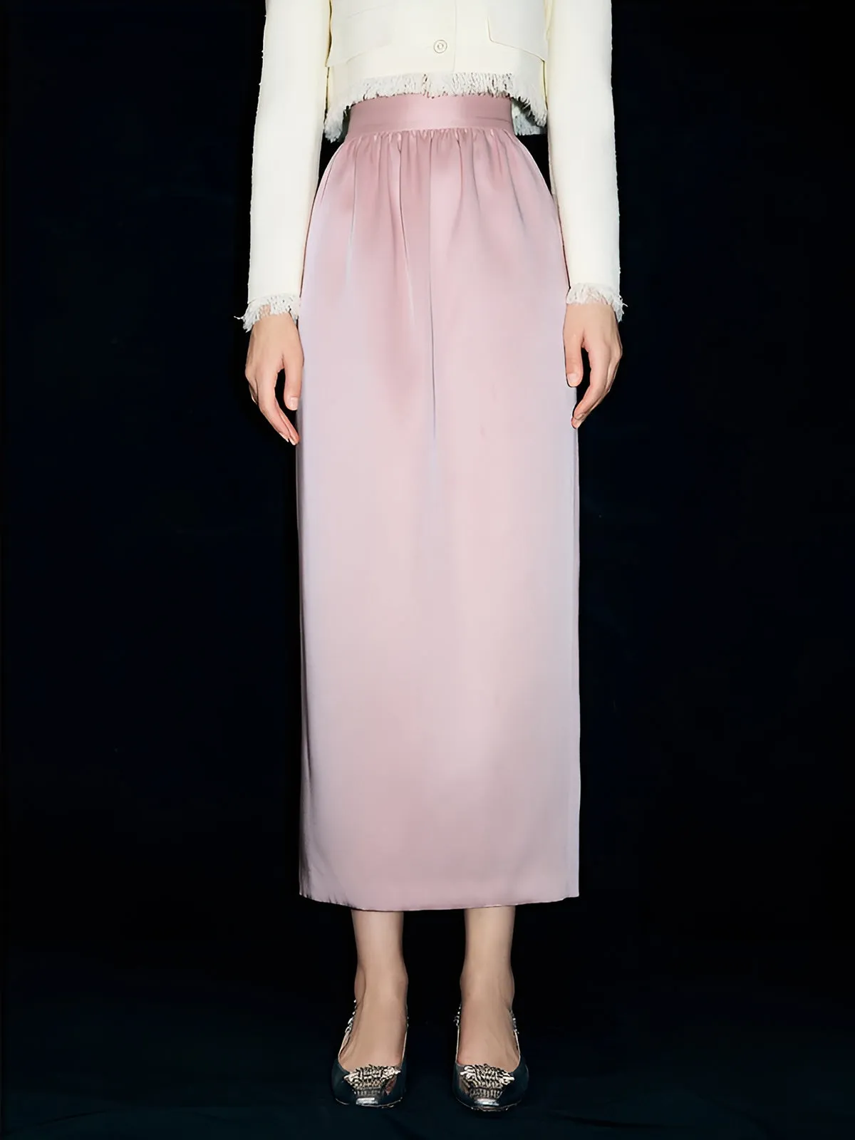 Satin Plain Pockets Midi Skirt sold by COMMENSE product image thumbnail 4