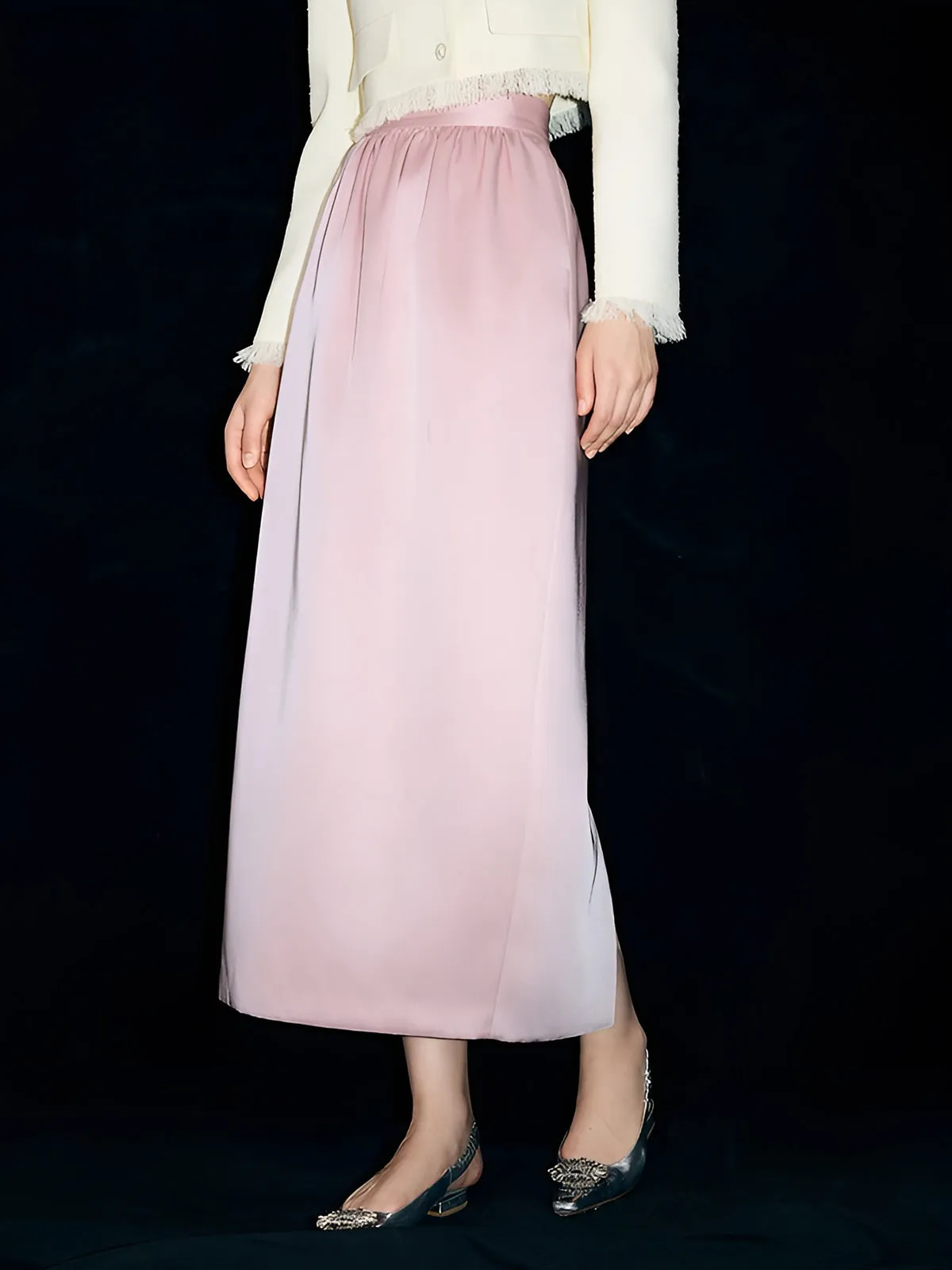 Satin Plain Pockets Midi Skirt sold by COMMENSE product image thumbnail 2