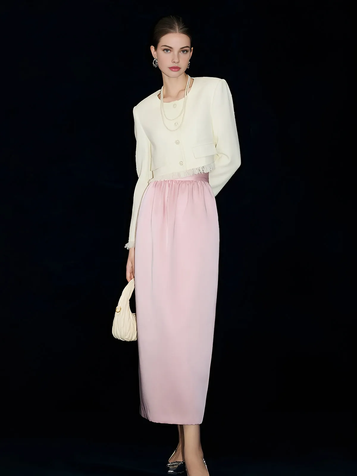 Satin Plain Pockets Midi Skirt sold by COMMENSE product image thumbnail 3