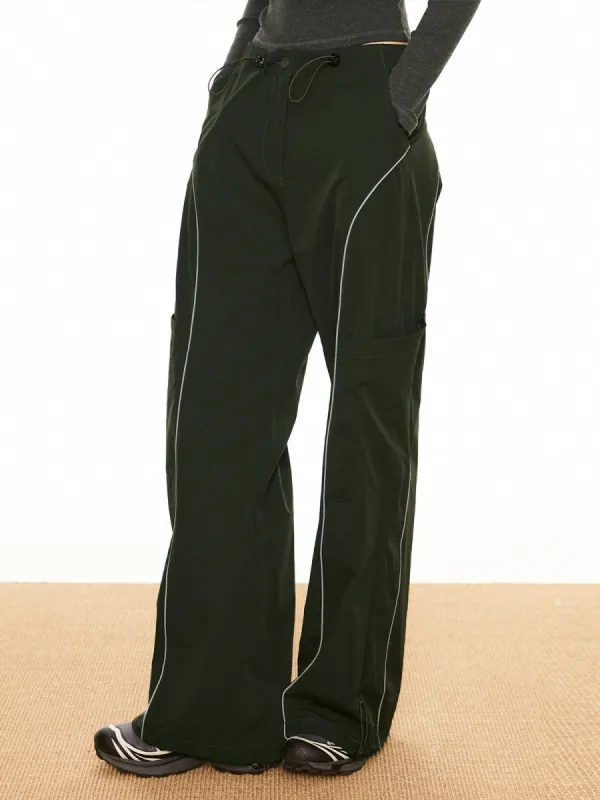 Contrast Piping Drawstring Pants sold by COMMENSE