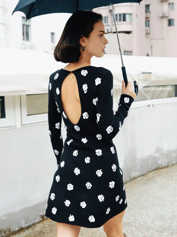 Jacquard Backless Sweater Dress sold by COMMENSE