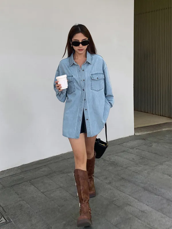Lapel Pockets Denim Jacket sold by COMMENSE