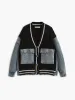 Wollen Blend Color Block Cardigan sold by COMMENSE