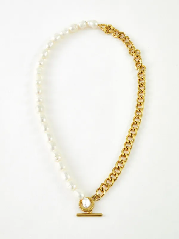 Pearl Chunky Chain Lariat Necklace made by COMMENSE