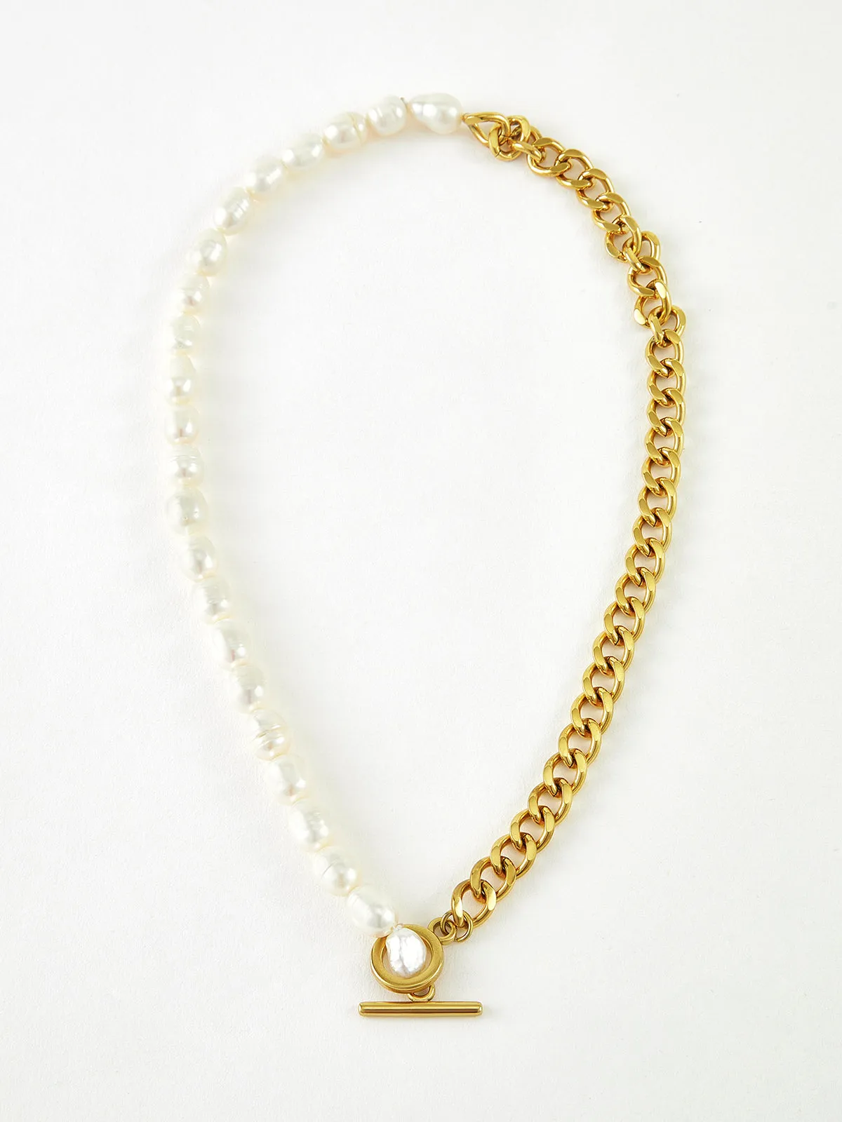 Pearl Chunky Chain Lariat Necklace sold by COMMENSE
