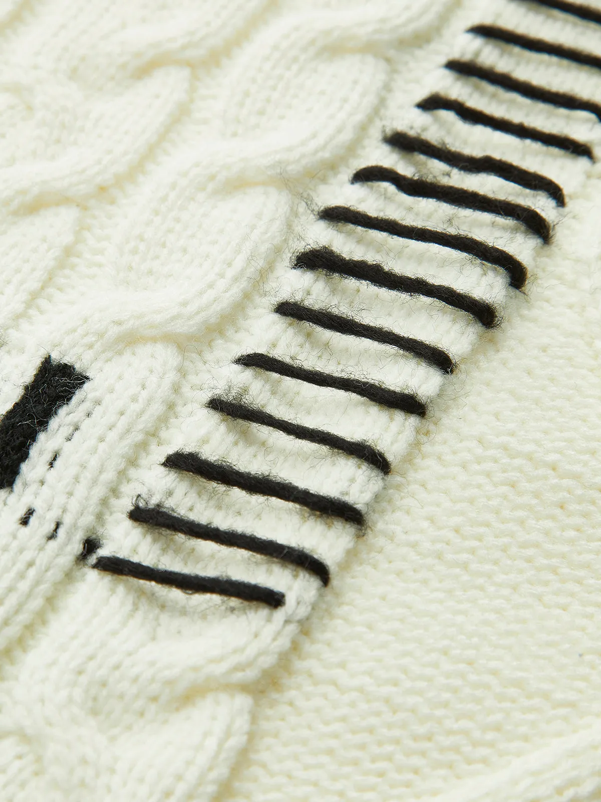 Crew Neck Embroidered Trim Knit Top sold by COMMENSE product image thumbnail 3