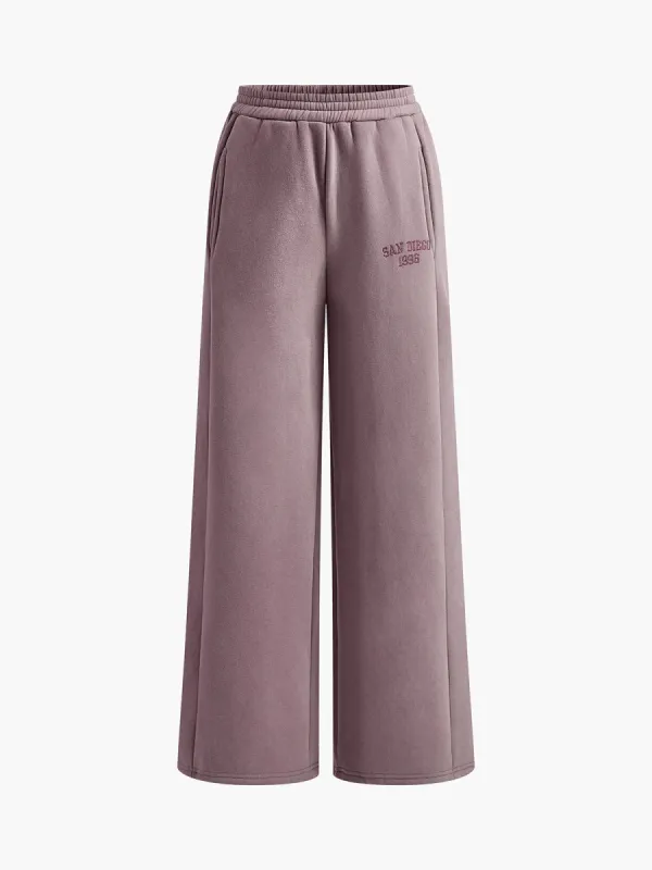 Embroidery Elastic Waist Straight Pants sold by COMMENSE