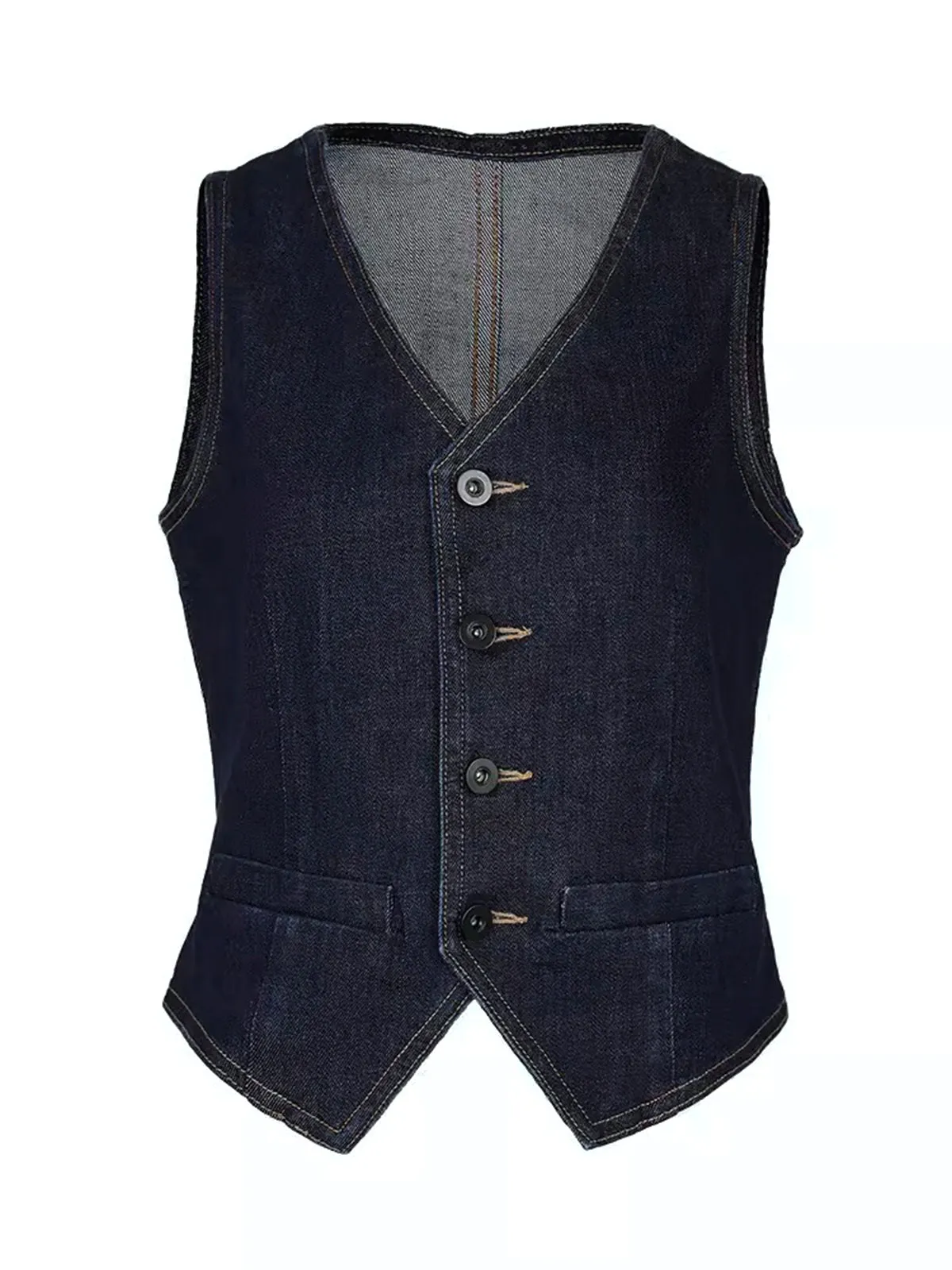 Denim Vest With Back Belt sold by COMMENSE product image thumbnail 5