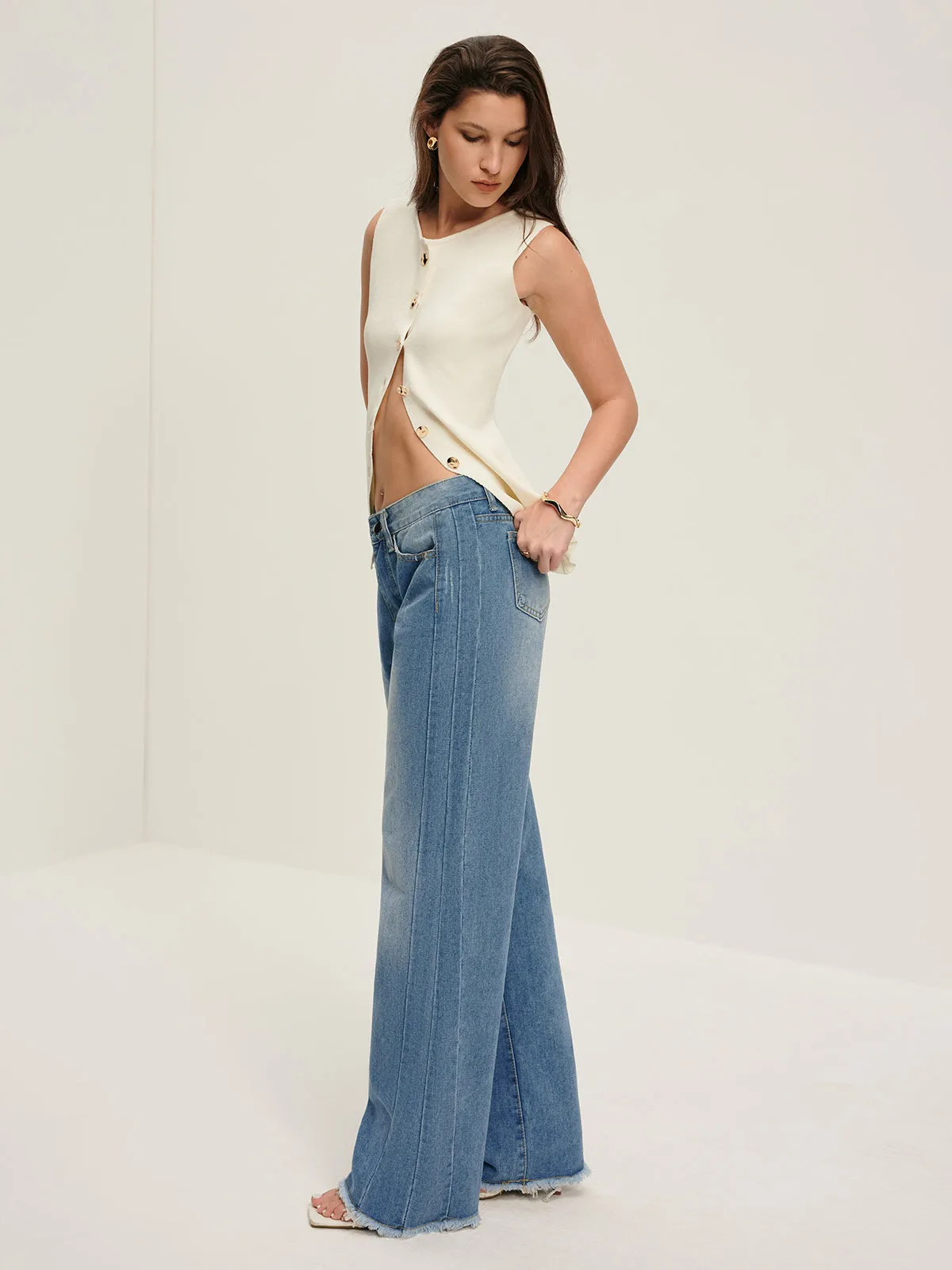 Raw Hem Piping Denim Jean sold by COMMENSE product image thumbnail 4