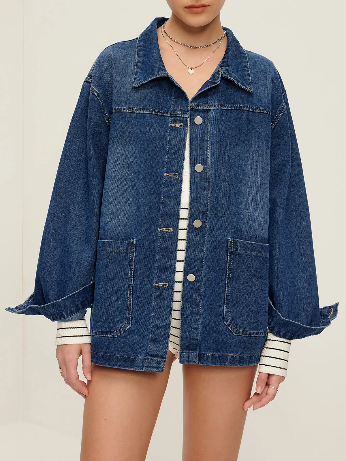 Casual Breasted Lapel Denim Jacket sold by COMMENSE