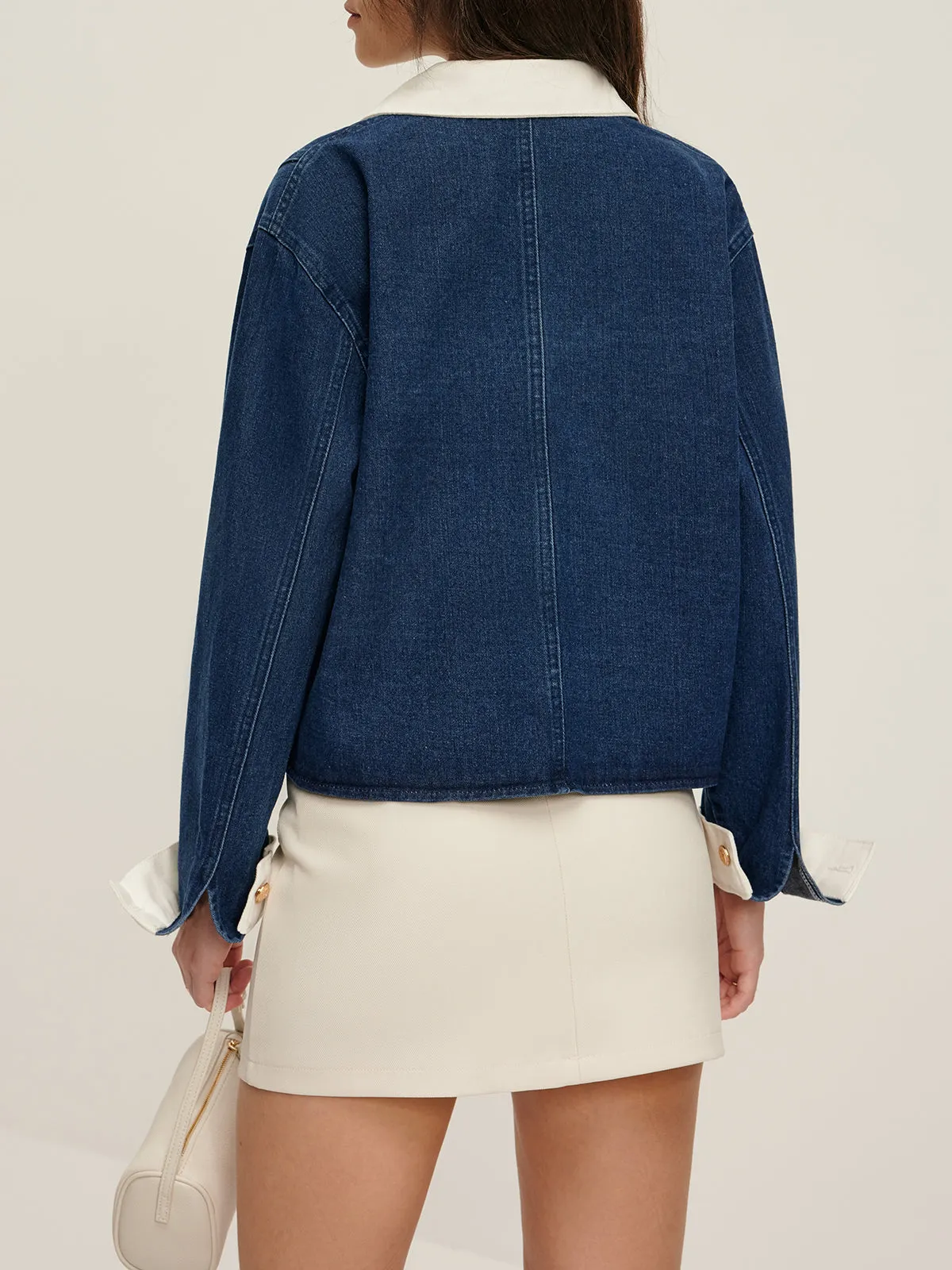 Cotton Color Block Piping Denim Jacket sold by COMMENSE product image thumbnail 4