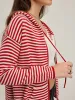 Double Zipper Striped Drawstring Knit Outerwear sold by COMMENSE