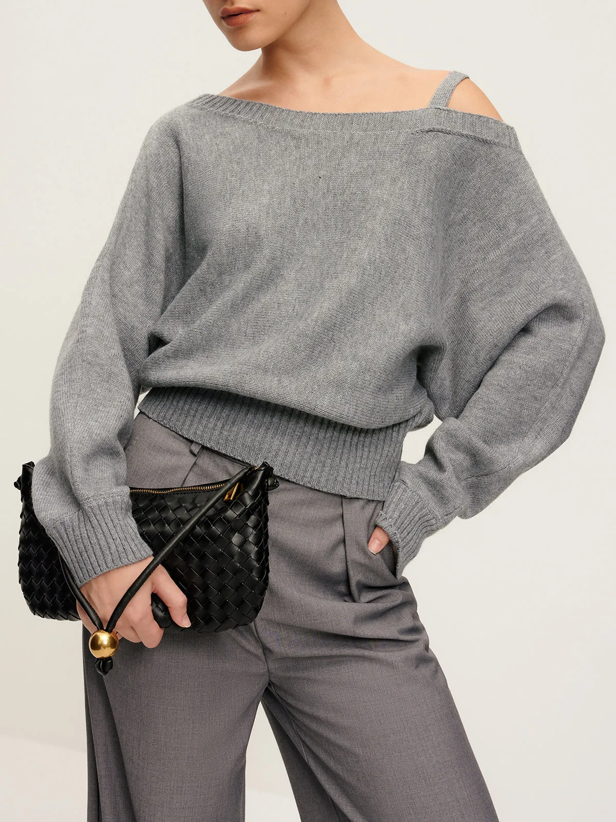 Plain Off-Shoulder Loose Sweater sold by COMMENSE product image thumbnail 5