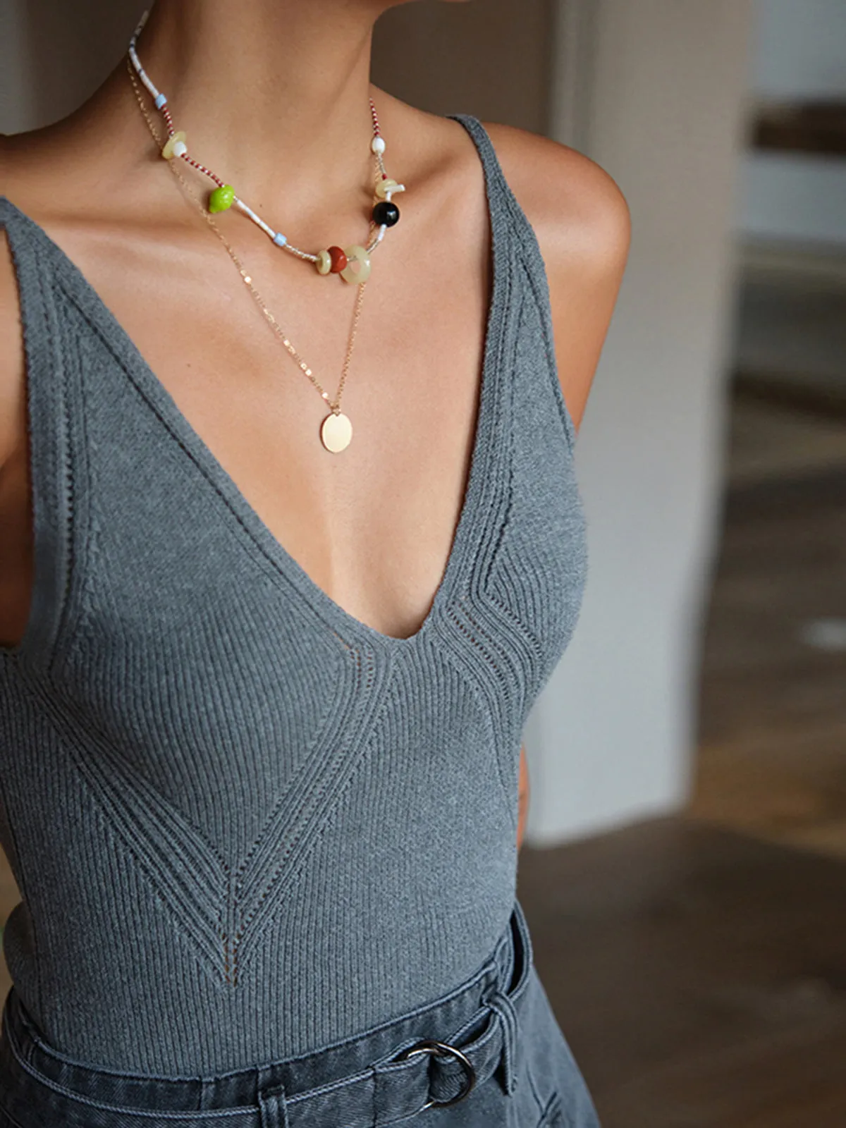 Ribbed Plain Sweater Vest sold by COMMENSE product image thumbnail 2