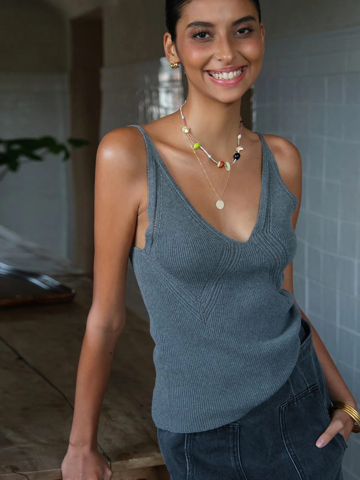 Ribbed Plain Sweater Vest sold by COMMENSE product image thumbnail 3