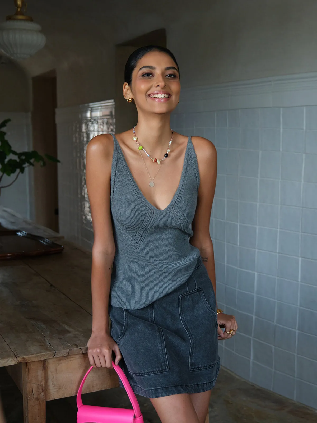 Ribbed Plain Sweater Vest sold by COMMENSE product image thumbnail 4