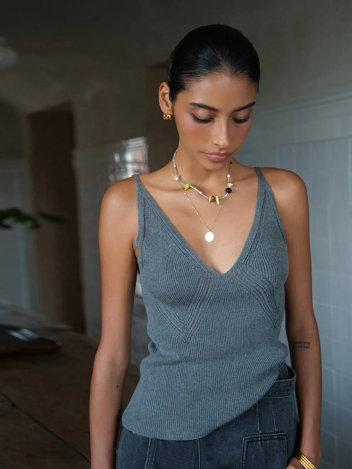 Ribbed Plain Sweater Vest sold by COMMENSE