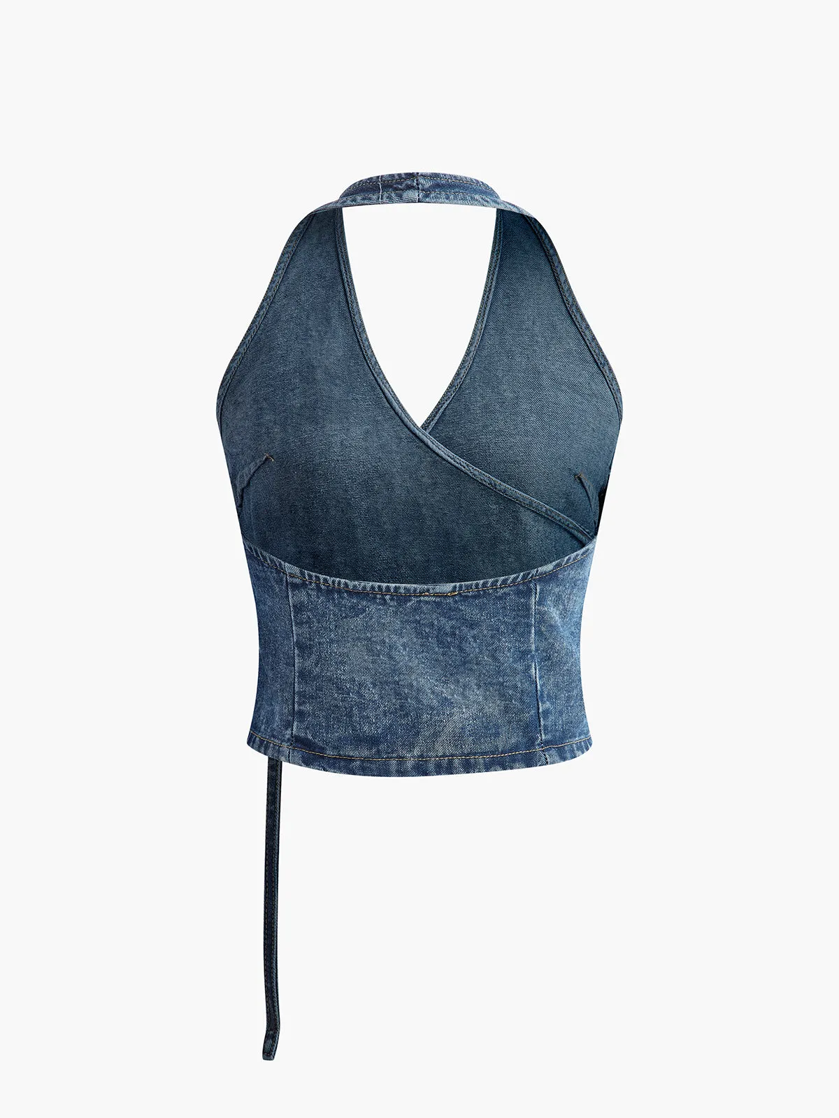 Halter Backless Wrap Denim Top sold by COMMENSE product image thumbnail 2