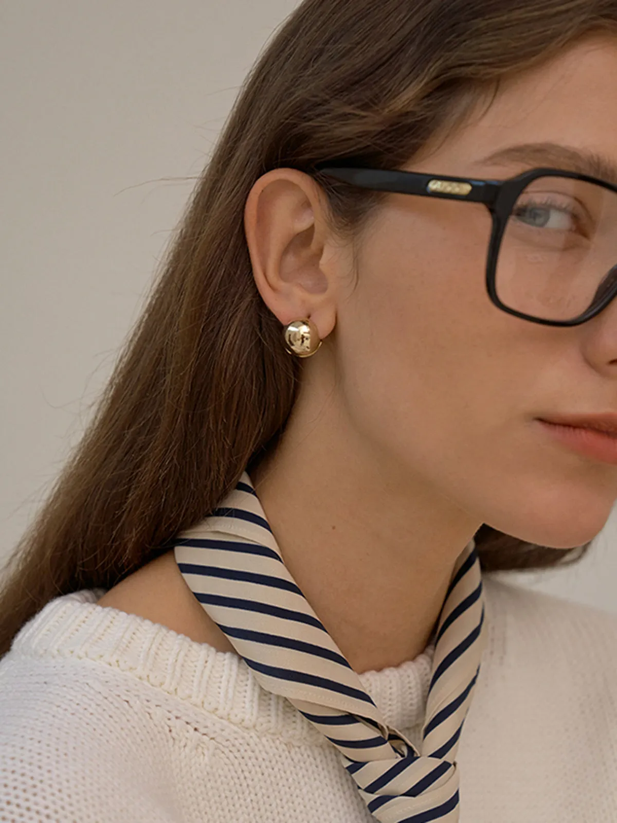 Golden Ball-Shape Stud Earrings sold by COMMENSE product image thumbnail 5